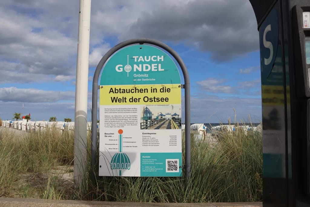 Informationsschild für die Tauch Gondel