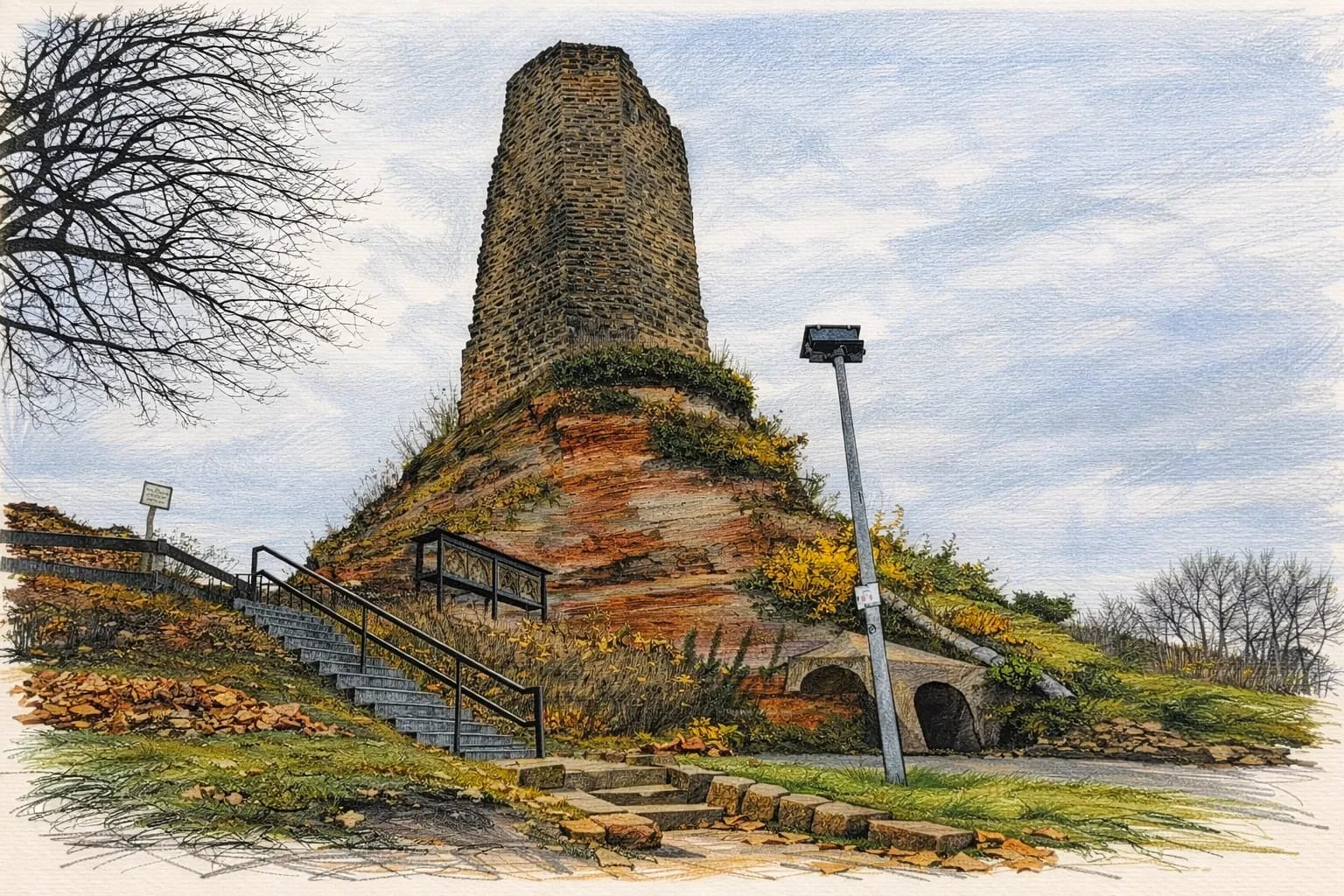 Burg Ruine - gezeichnet