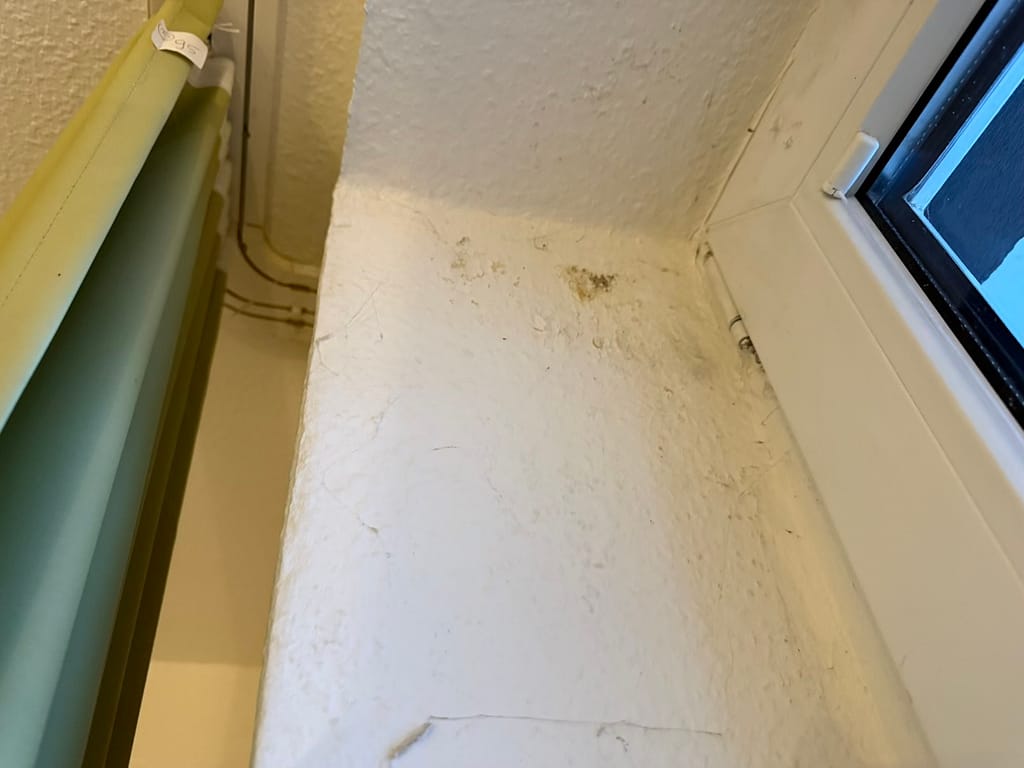 Hotel Königslinie - Zimmer Wände voll mit Spinnweben, und Dreck